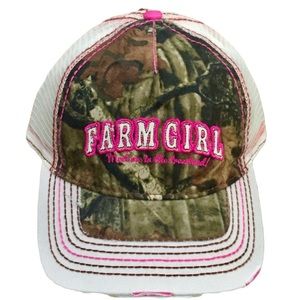 Women’s Farm Girl “Meet Me” Mesh Camo & Pink Hunting Cap